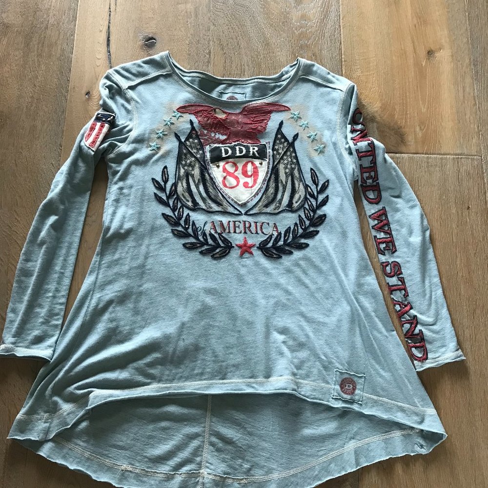 Double D Ranch Womens Eagle America Top - XSmall - Blue